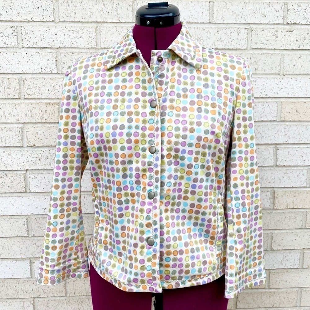 Sigrid Olsen Sport Multi-colored Polka Dot Jacket Coat Size Medium